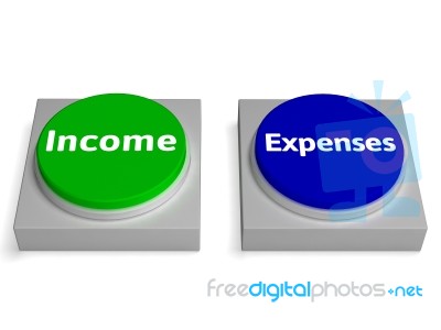 Income Expenses Buttons Shows Profit And Accounting Stock Image