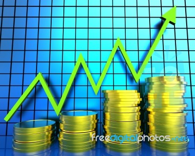 Increase Cash Graph Means Financial Report And Advance Stock Image