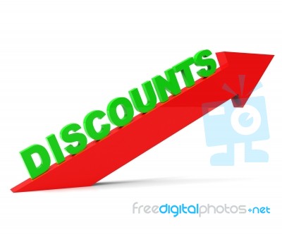 Increase Discount Indicates Cut Rate And Arrow Stock Image