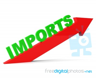 Increase Imports Means Buy Abroad And Arrow Stock Image
