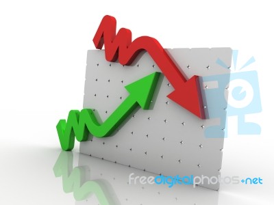 Increasing And Decreasing Arrow  In 3d Stock Image