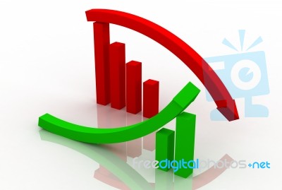 Increasing And Decreasing Arrow  In 3d Stock Image