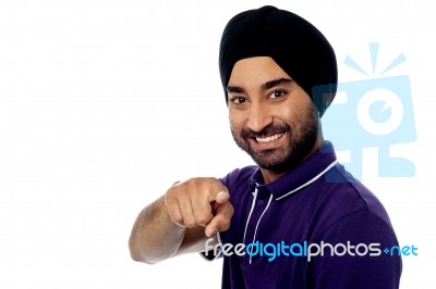 Indian Guy Pointing You Out Stock Photo