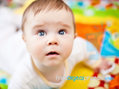 Infant Boy On Playmat Stock Photo