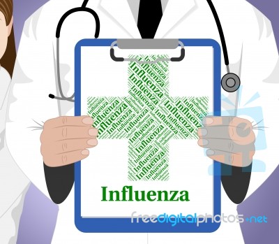 Influenza Word Means Ill Health And Affliction Stock Image