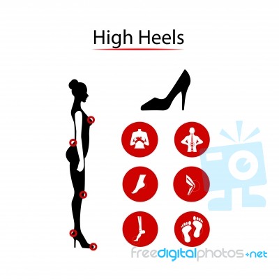 Infografics Woman: High Heels And Our Disease. Illustration Stock Image