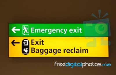 Informational Signs At The Airport Stock Photo