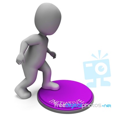 Initiative Button Means Resourceful Inventive And Leader Stock Image