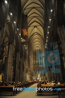 Inside A Church In Germany In Cologne Cathedral Stock Photo