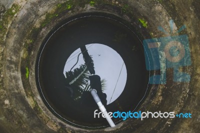 Inside A Well Stock Photo