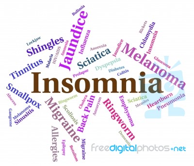 Insomnia Illness Means Sleep Disorder And Afflictions Stock Image