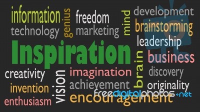 Inspiration Word Cloud Concept On Black Background - Illustration Stock Image