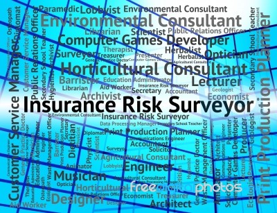 Insurance Risk Surveyor Indicates Position Policies And Surveyin… Stock Image