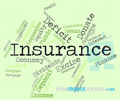 Insurance Word Indicates Covered Coverage And Contract Stock Image
