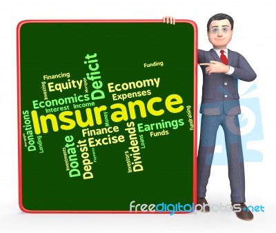 Insurance Word Represents Financial Words And Contracts Stock Image