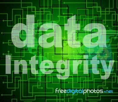 Integrity Data Means Virtuous Information And Honesty Stock Image