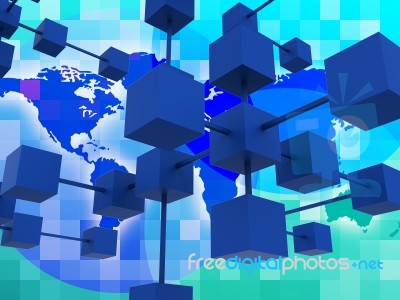 Interconnected Network Represents Global Communications And Conn… Stock Image