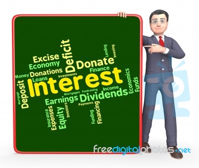 Interest Word Means Words Yield And Dividend Stock Image
