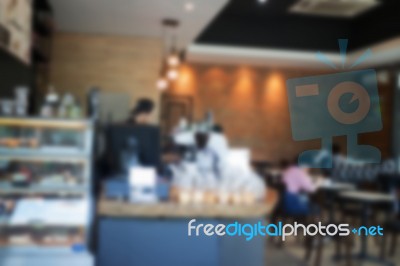 Interior Blur Of Street Coffee Shop Stock Photo