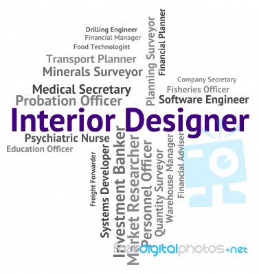 Interior Designer Shows Hire Words And Occupations Stock Image