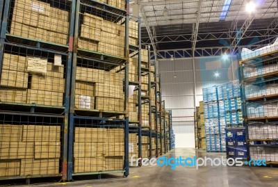 Interior Of New Large And Modern Warehouse Space Stock Photo
