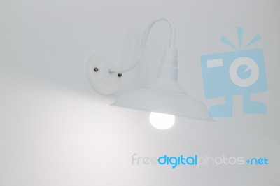 Interior Room With White Lamps Stock Photo