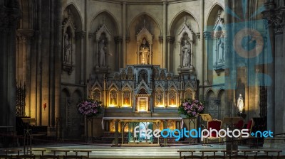 Interior View Of The Altar Of The Church Of St Martial In Bordea… Stock Photo