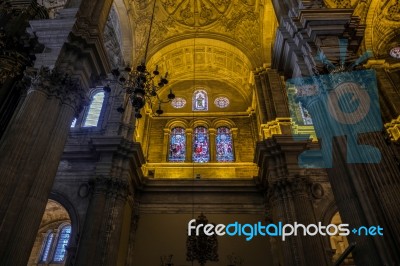 Interior View Of The Cathedral Of The Incarnation In Malaga Stock Photo