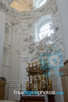 Interior View Of The Collegiate Church In Salzburg Stock Photo