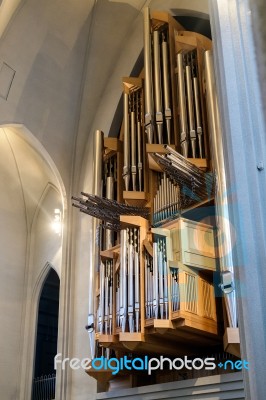 Interior View Of The Hallgrimskirkja Church In Reykjavik Stock Photo