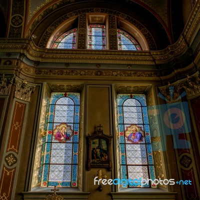 Interior View Of The Parish Church In Ortisei Stock Photo