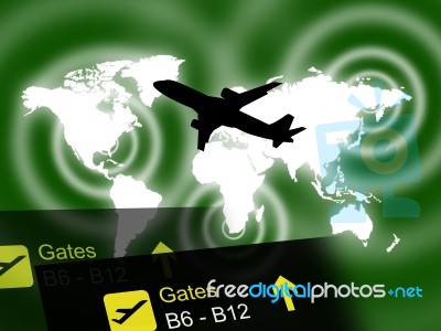 International Flight Indicates Globalisation Transport And Trave… Stock Image