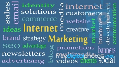 Internet Marketing Concept Word Cloud Background Stock Image