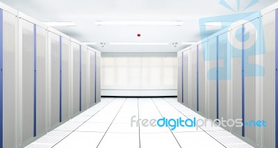 Internet Network Server Room Stock Photo