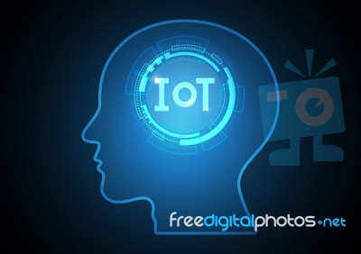 Internet Of Things Technology Circle Human Head Abstract Backgro… Stock Image