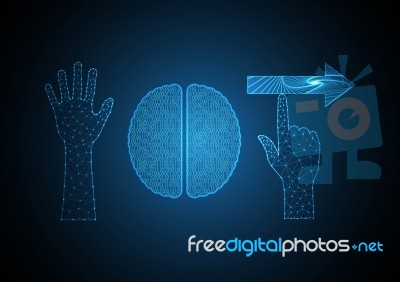 Internet Of Things Technology Hand Brain Abstract Background Stock Image
