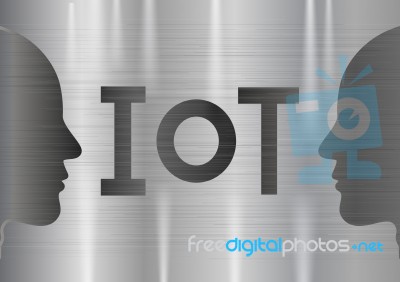 Internet Of Things Technology Human Head Silver Metal Plate Abst… Stock Image