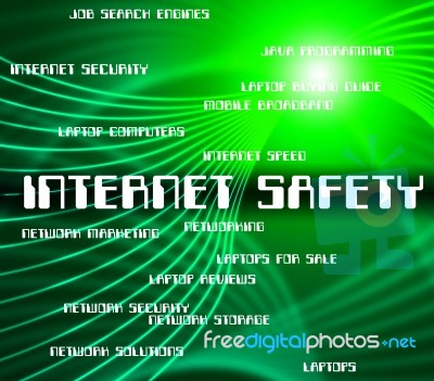 Internet Safety Means World Wide Web And Care Stock Image