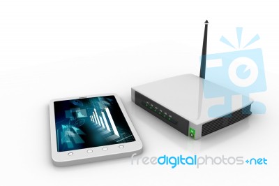 Internet Via Router On Phone And Tablet Pc Stock Image