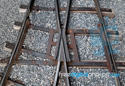 Intersection Track Of Railroad Train Stock Photo