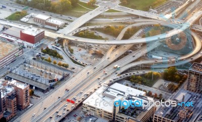 Interstate Freeway Interchange Stock Photo