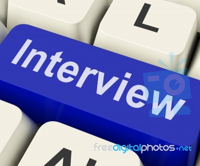 Interview Key Shows Interviewing Interviews Or Interviewer Stock Image