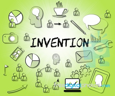 Invention Icons Means Innovating Invents And Innovating Stock Image