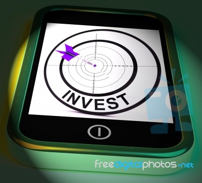Invest Smartphone Displays Investors And Investing Money Online Stock Image