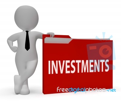 Investments Folder Means Roi Portfolio 3d Rendering Stock Image