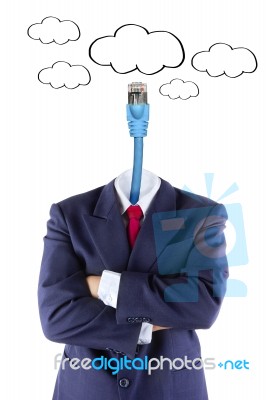 Invisible Businessman Cloud Computing Head Brain Idea Stock Photo