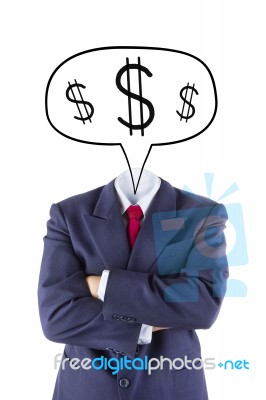 Invisible Businessman Head Think About Money Stock Photo