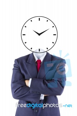 Invisible Businessman Head Think For Time Management Stock Photo