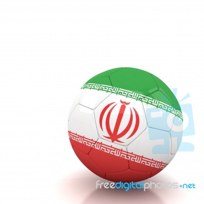Iran Flag Soccer Ball Isolated White Background Stock Image