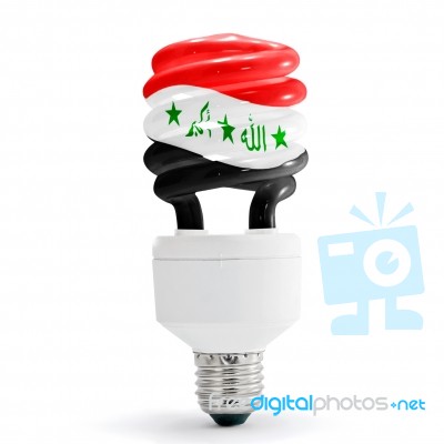 Iraq Flag On Energy Saving Lamp Stock Photo